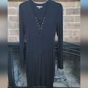 Tart Solid Black V-Neck Dress Long Sleeve XS